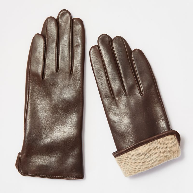 IMPORTED GOATSKIN GLOVES WOMENS TOUCH SCREEN LEATHER GLOVES THIN DRIVING AUTUMN AND WINTER WARM FLEECE SHORT FASHION