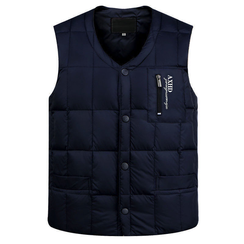 FLEECE AND THICKENED MENS VEST AUTUMN AND WINTER WARM DOWN COTTON SHOULDERS FOR MIDDLE-AGED AND ELDERLY LOOSE PLUS-SIZE CASUAL DAD CLOTHES