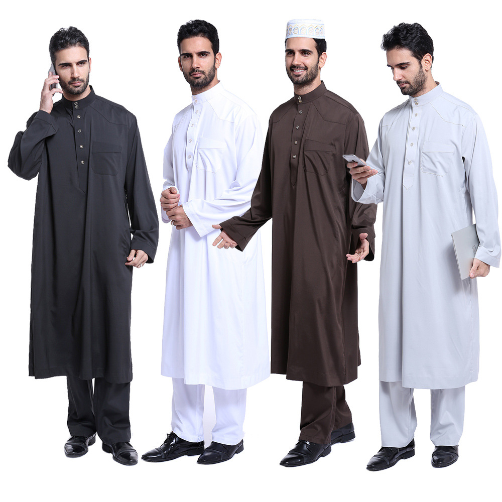 MIDDLE EASTERN SAUDI ETHNIC STYLE MENS ROBE DUBAI ARAB MALAY CLOTHING ARAB MEN KAFTAN SUIT