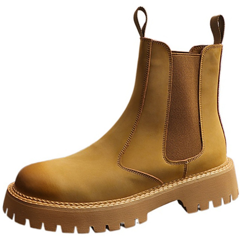 CHELSEA BOOTS MENS WINTER VELVET HIGH-TOP VINTAGE BRITISH BOOTS MENS LEATHER PLATFORM SLEEVE BOOTIES MARTIN BOOTS