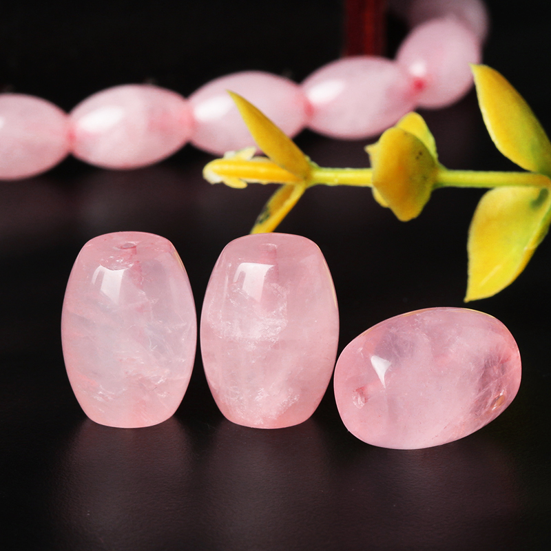 NATURAL PINK CRYSTAL BUCKET BEADS SINGLE LOOSE BEADS PEACH BLOSSOM BRACELET ACCESSORIES DIY HANDMADE MATERIALS CULTURAL TOYS BRACELET ACCESSORIES