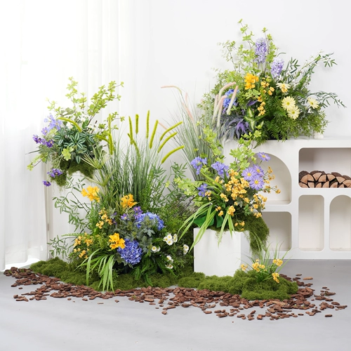 Смоделированная комбинация цветов ландшафтные украшения цветочный арт стол цветочный дорогой цветочный торговый центр окна «Зеленое растение ландшафтное украшение