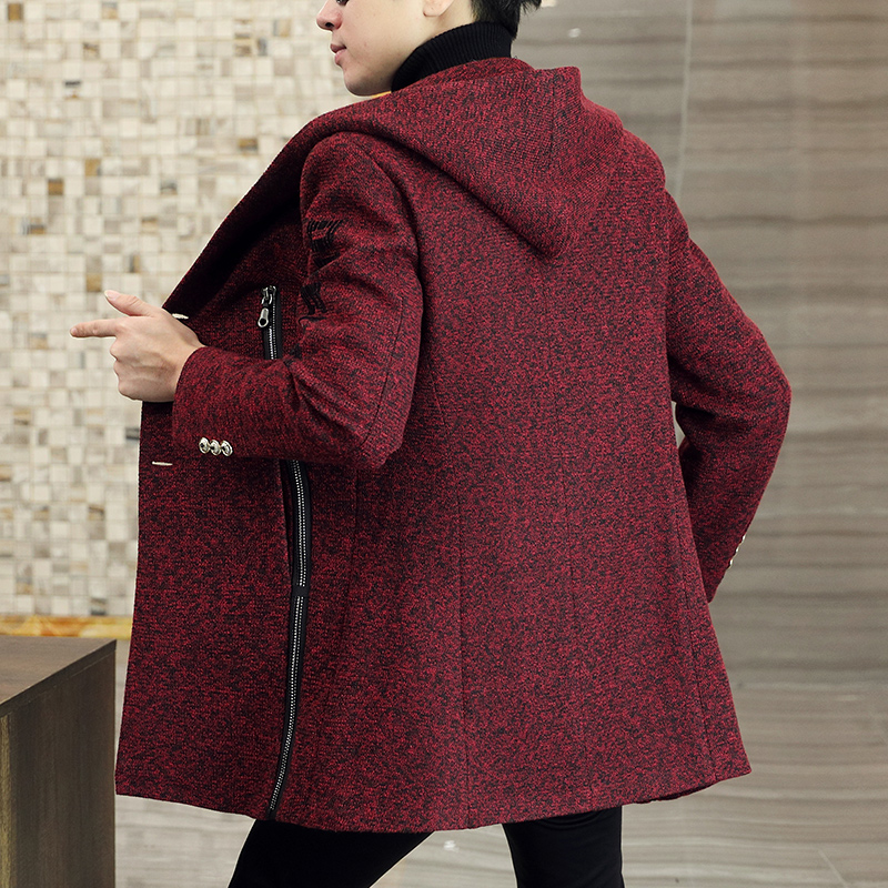 MENS TRENCH COAT MID-LENGTH TRENDY BRAND MENS 2024 NEW TRENDY WOOLEN COAT THICKENED HANDSOME AUTUMN AND WINTER COAT