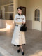 XXNING French contrasting lapel waist wool coat for women rich girl temperament small fragrance style long jacket