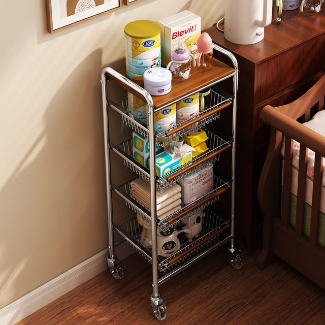 Baby supplies feeding table storage cabinet bedside storage rack care cart mobile bottle storage rack food supplement rack
