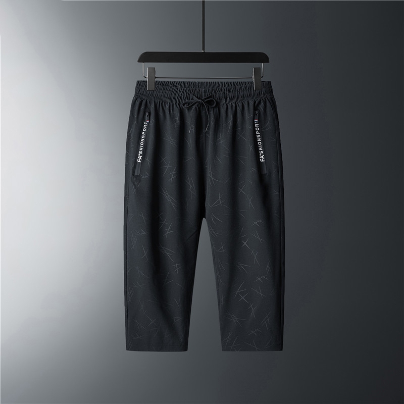 BRANDED CROPPED PANTS SUMMER MENS ATHLEISURE ICE SILK LARGE SIZE LOOSE RUNNING BREATHABLE THIN MENS SHORTS
