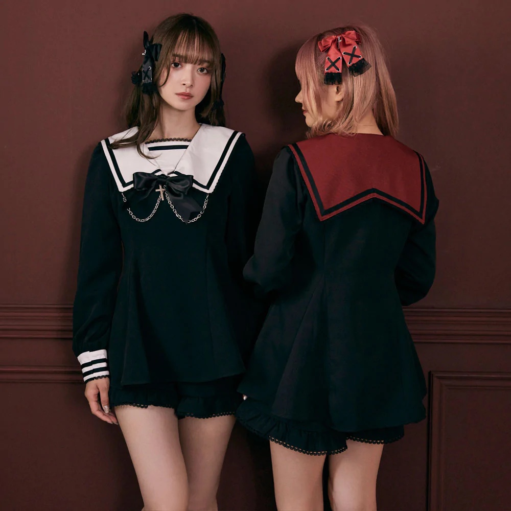 JAPAN PURCHASING DEARMYLOVE DARK MINE SERIES SAILOR BOW CROSS CHAIN SER UP SUIT