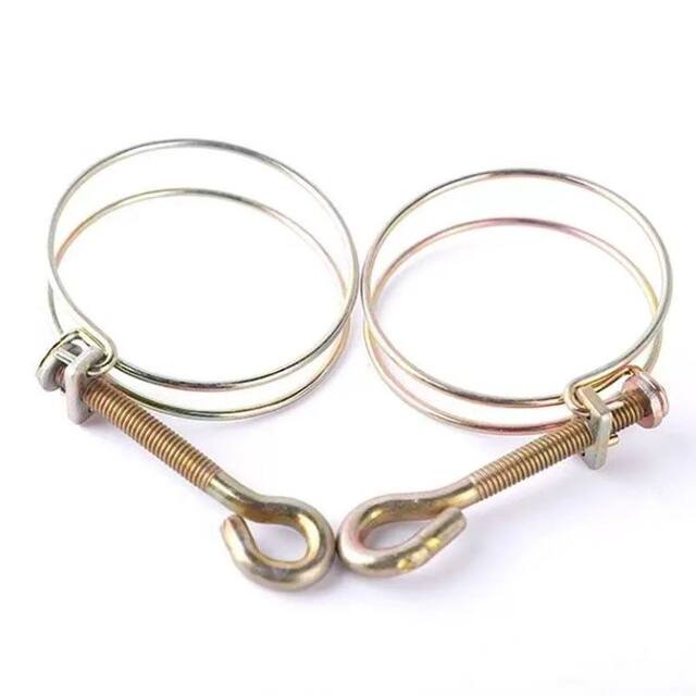 Hand twisted double steel wire throat clamp fire water hose joint clamp handle galvanized pipe clamp water hose 2.5 inch 3 inch