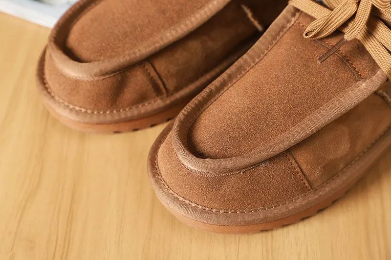 BRAVE THE COLD  FLEECE SHEARLING SHEEPSKIN AND NUBUCK COWHIDE UPPER MENS AND WOMENS LACE-UP CASUAL SHOES