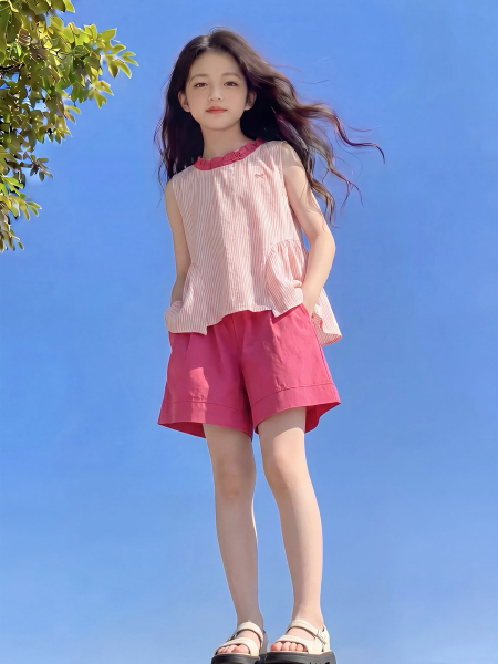 女童夏套装2026新款洋气儿童时髦条纹多巴胺两件套女孩夏季衣服潮 — 3