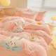 Little fresh girl milk velvet four-piece set thickened warm flange coral velvet quilt cover bed sheet princess cartoon bedding