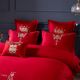 New Chinese style 200e wedding four-piece set red pure cotton embroidery six-piece set bed sheets cotton wedding bedding