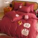 Retro Chinese wedding bed four-piece set of cotton 10A0 pieces of wedding embroidery red wedding quilt cover sheets and cover