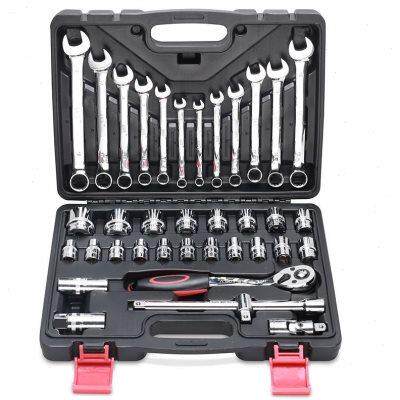 37-piece sleeve set set dual-purpose wrench hexagonal sleeve combination set quick ratchet wrench hardware tool box