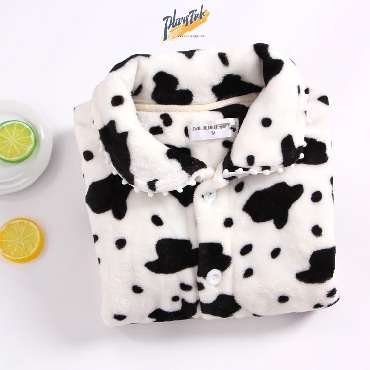 WINTER FLANNEL MEN WOMENS PAJAMAS TOPS THICKENED WARM LOOSE FIT COUPLE CORAL FLEECE LOUNGEWEAR SINGLE PIECE