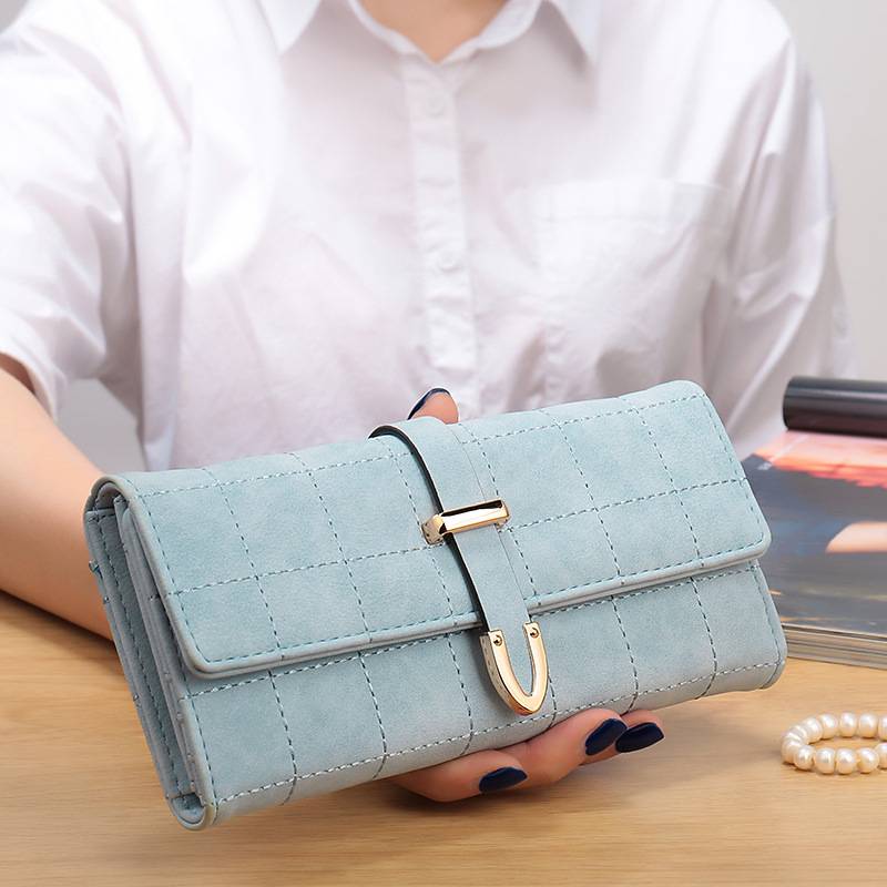 POPULAR 2024 WALLET WOMENS LONG JAPANESE AND KOREAN EMBROIDERY RETRO FROSTED BAG LID TYPE TRIFOLD LARGE WALLET COIN PURSE