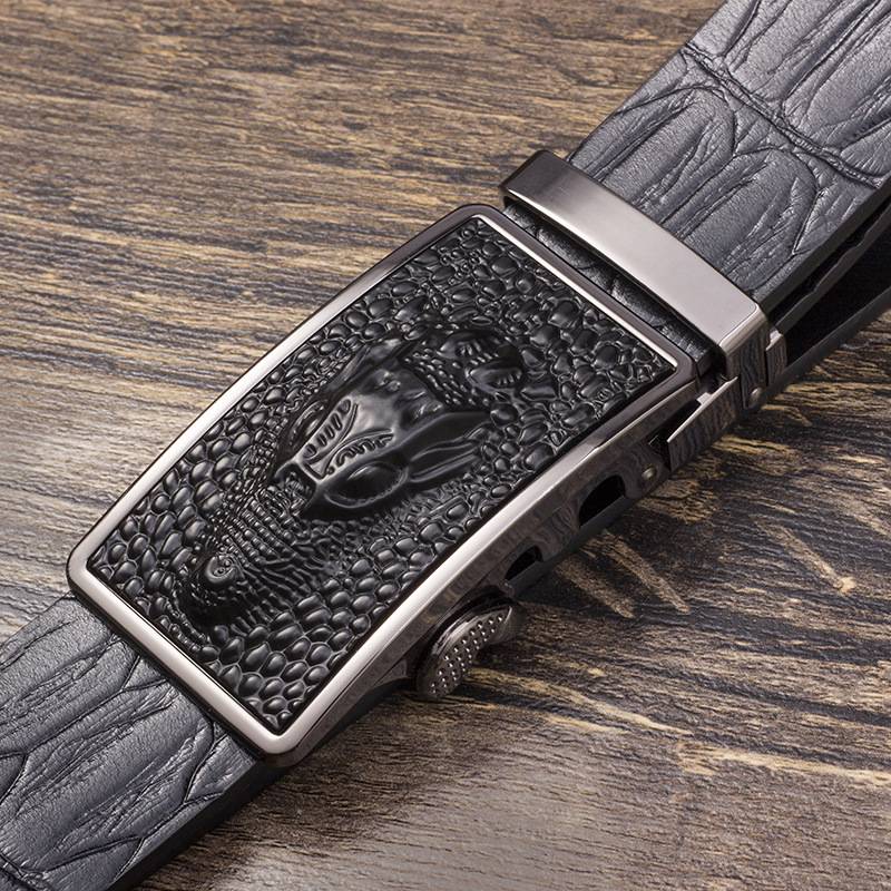 2024 NEW MENS TATTOOED LEATHER BELT SELF-BUCKLE BELT BUSINESS