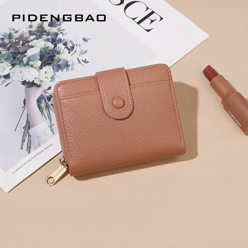 NEW ZIPPER COIN PURSE SHORT WALLET WOMENS FASHION SOLID COLOR PEBBLED PATTERN MULTI-CARD WALLET
