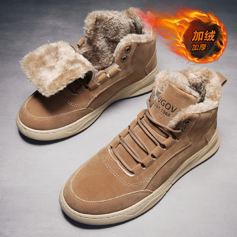 SNOW BOOTS MENS 2024 NEW WINTER FLEECE THICKENED WARM COTTON SHOES MENS ANTI-SLIP RETRO CARGO MARTIN BOOTS