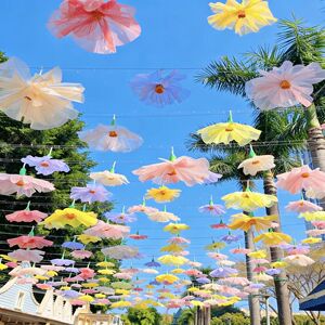 Internet-Famous Photo Spot with Giant Artificial Flower Sea and Sky-High Hanging Decorations for Spring Street Decoratio
