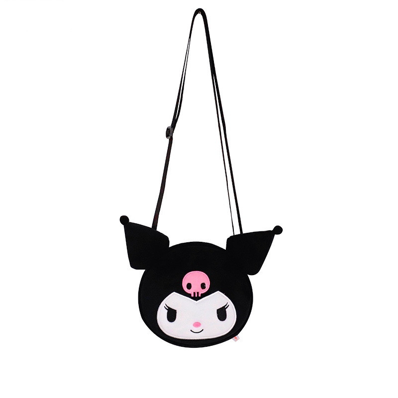 KAWALI BLACK PURPLE KUROMI SOFT STUFFED PLUSH SHOULDER BAGS