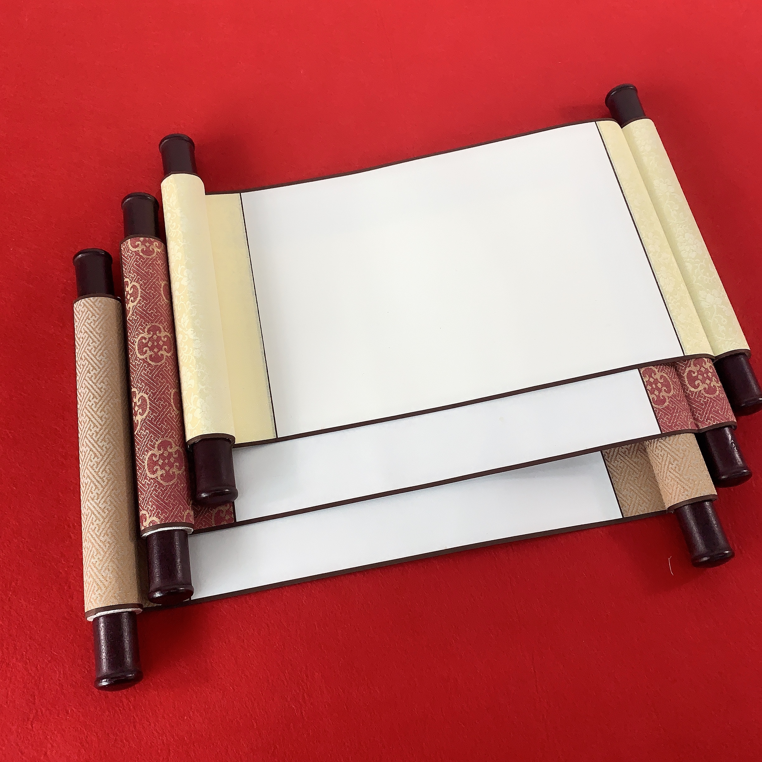 전체 다 마스크 미세하게 장착 된 미니 작은 족자 쌀 종이 스크롤 이동식 브러시 서예 프랑스어 그림 소품 사용자 정의