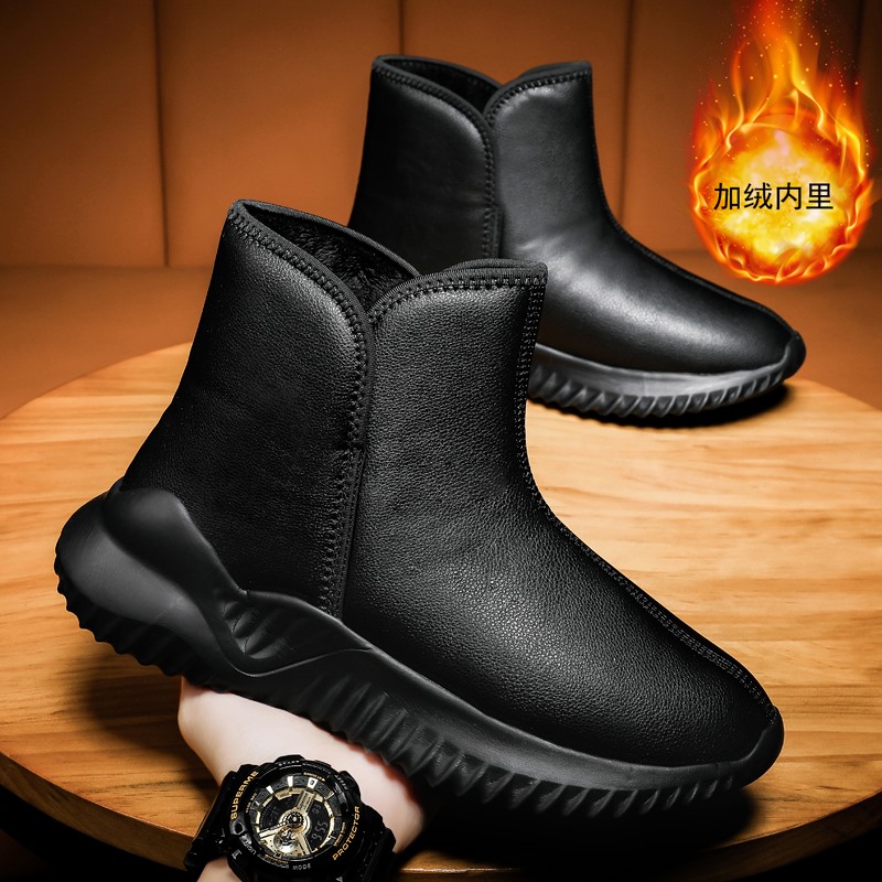 SNOW BOOTS MENS WINTER OUTDOOR BLACK WATERPROOF FUR INTEGRATED PILE COTTON SHOES MENS PLUS SIZE NORTHEAST WARM MENS SHOES