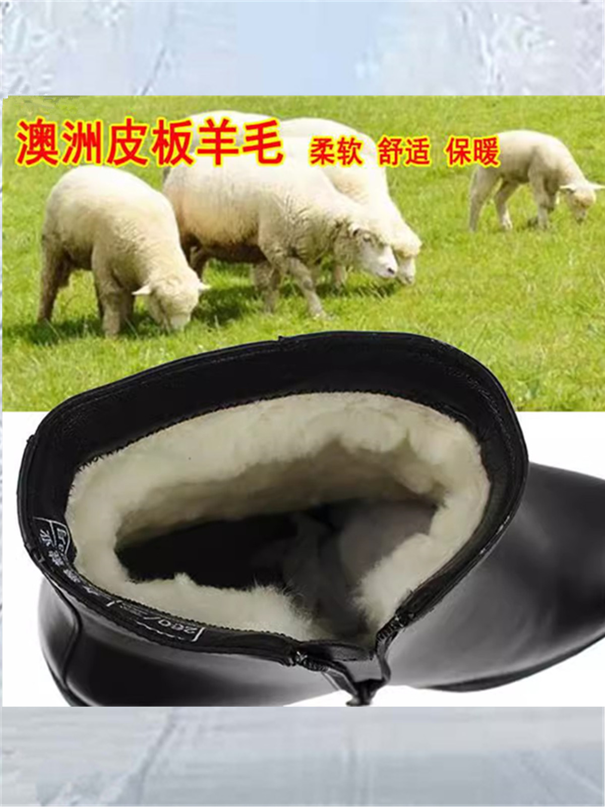 GENUINE WINTER SUEDE SHOES FUR BOOTS COLD BOOTS BLACK LEATHER SIDE ZIPPER FUR INTEGRATED WARM BOOTS COTTON SHOES MEN