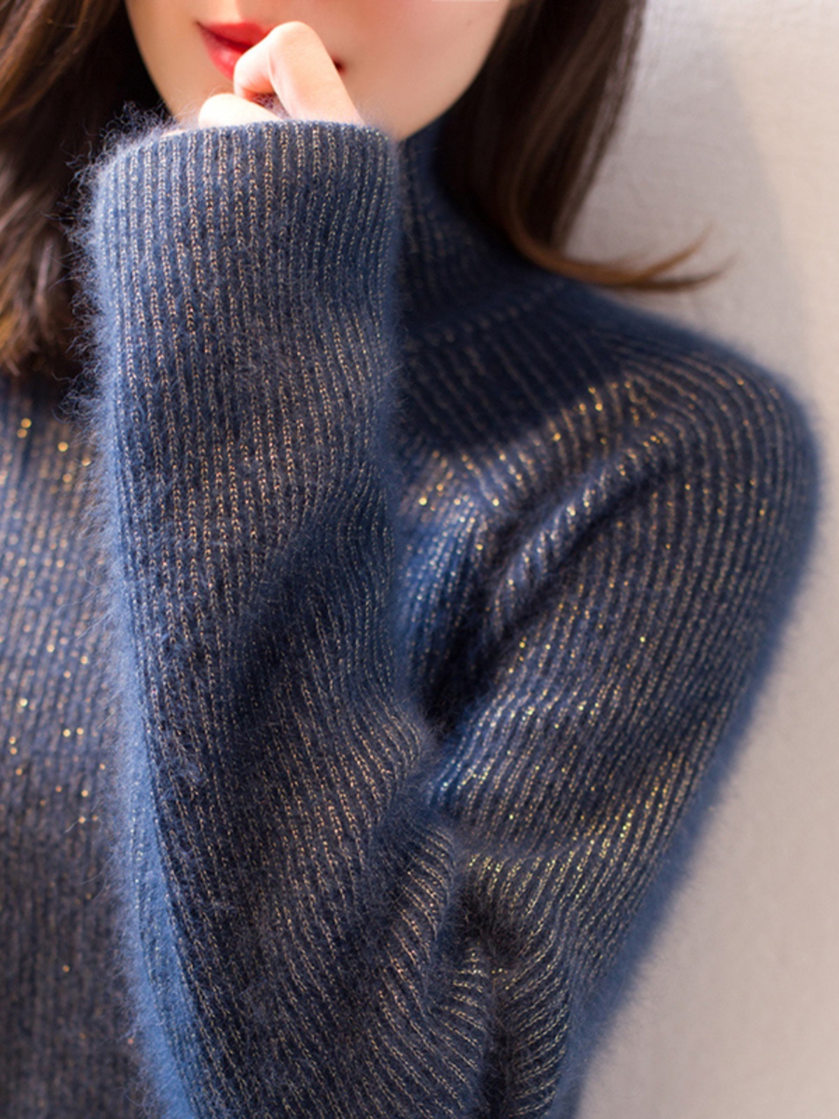 2024 NEW STARRY SKY RACCOON VELVET PREMIUM PURPLE GLOVE TURTLENECK SWEATER WOMENS WINTER BASE SHIRT COAT