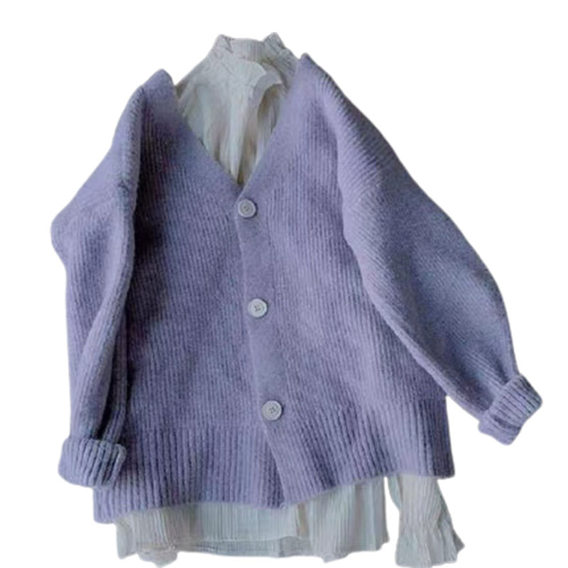 KOREAN STYLE WEAR CELEBRITIES ALSO LOVE THE SOFT AND GLUTINOUS DESIGN FRIED STREET MOHAIR PURPLE SWEATER LAZY SENSE OF LUXURY