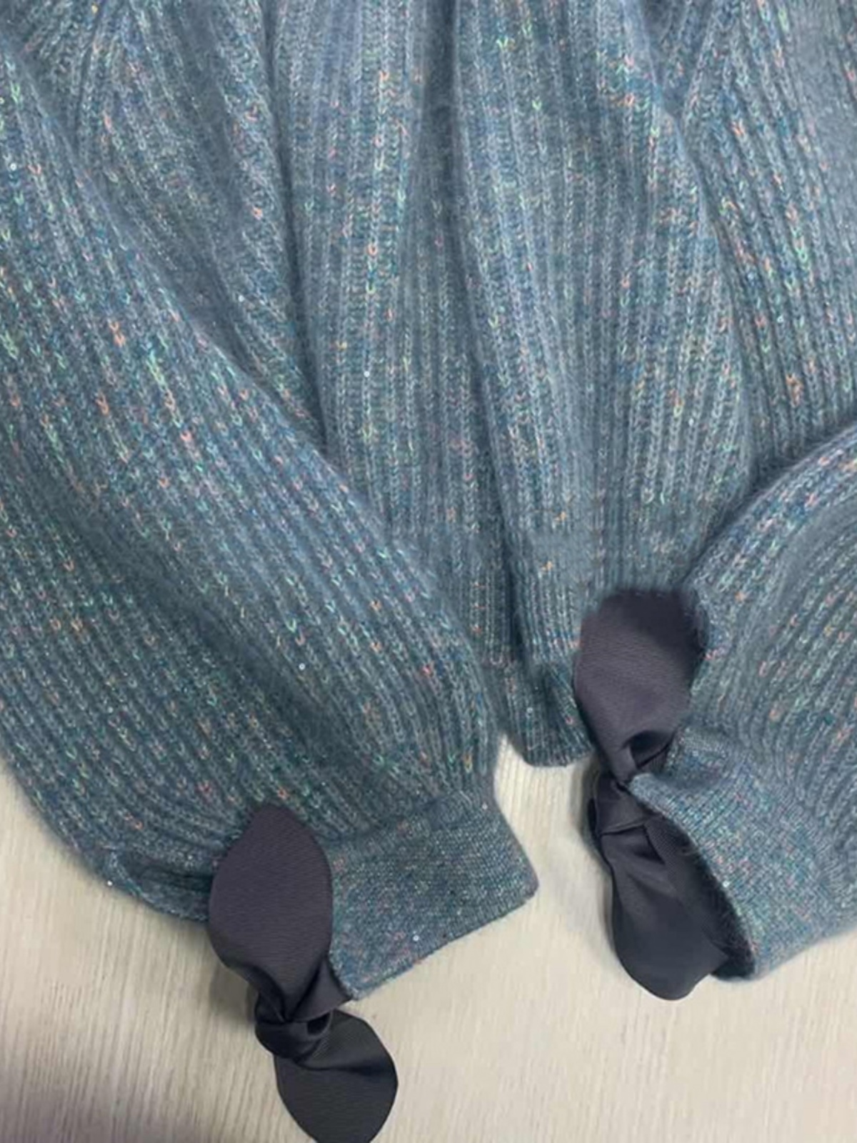 2024 NEW HOT STYLE HIGH-END GOTHIC BOW STARRY SKY SEQUINS RACCOON FLEECE SWEATER WOMENS LOOSE SCARF