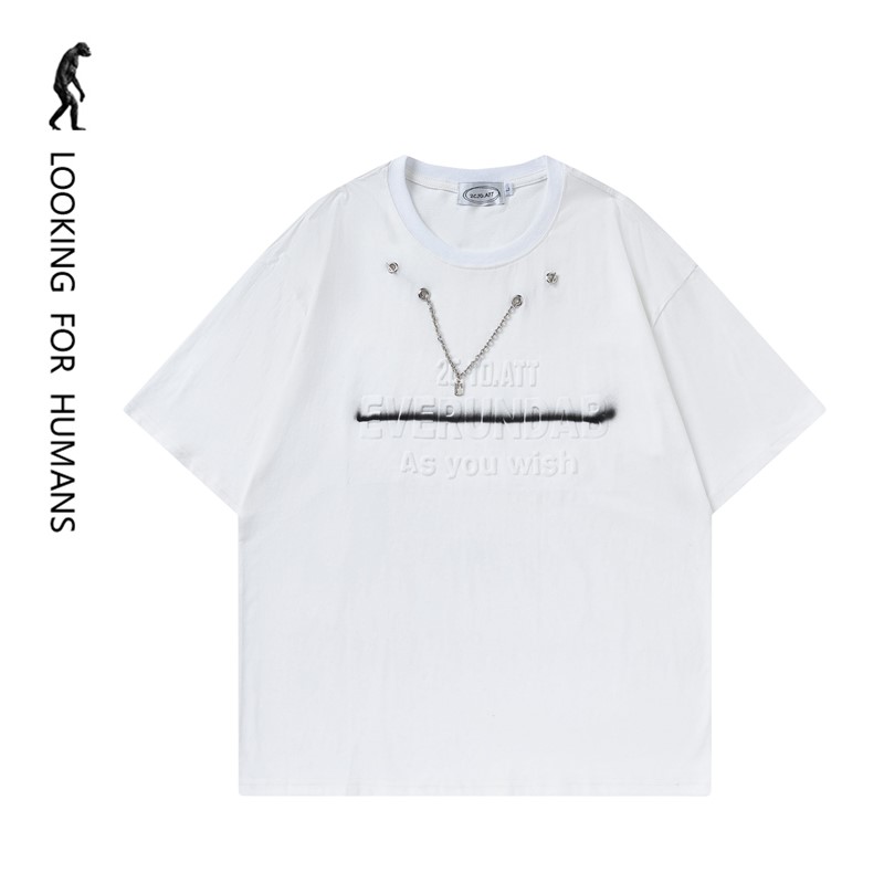 [LOOKING FOR HUMANS] 2024 SUMMER HIGH STREET RETRO CHAIN THREE-DIMENSIONAL LETTER LOOSE COUPLE