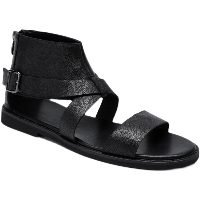 SUMMER NEW ROMAN SANDALS HIGH TOP LEATHER SANDALS MENS PREMIUM GENUINE LEATHER CUTOUT YOUTH BEACH SHOES CASUAL MENS SHOES