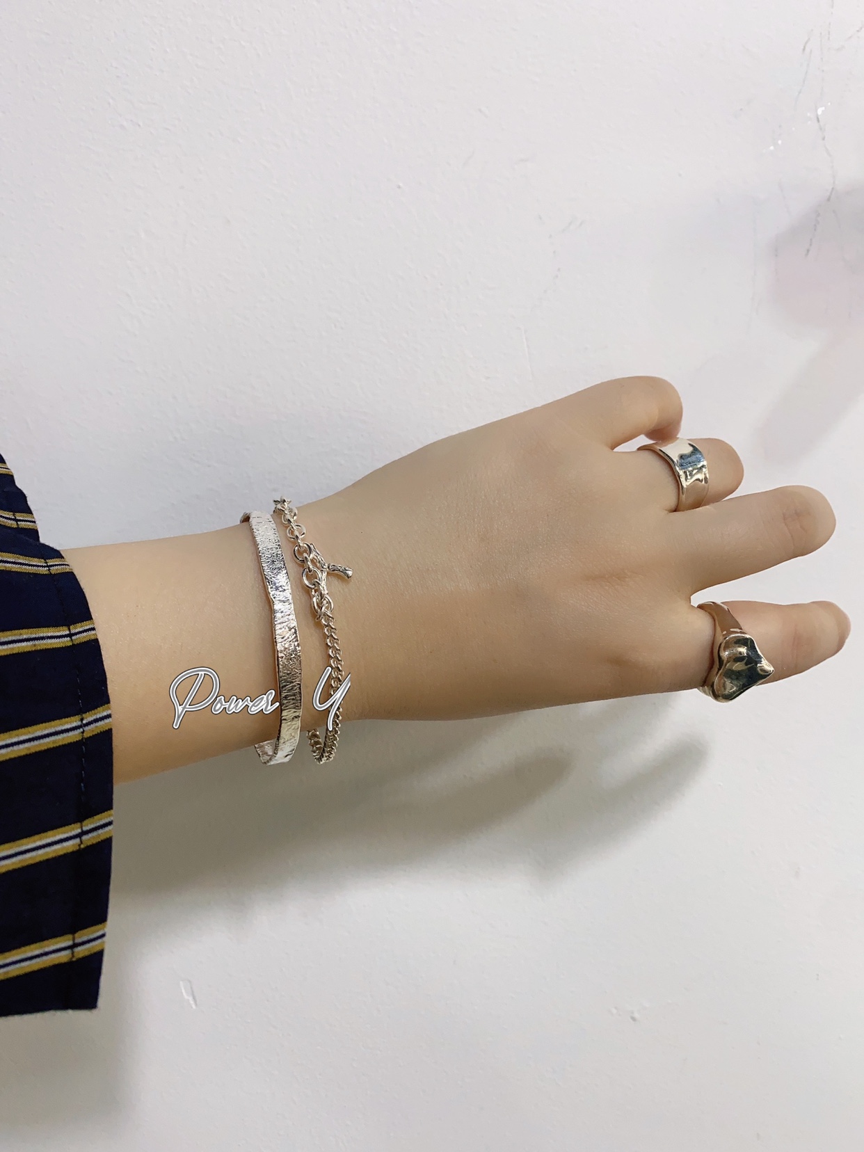POWER Y|SEOUL SILVER|  BARK TEXTURE OPEN BRACELET