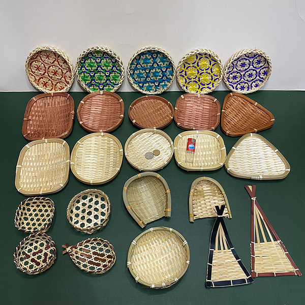 手工竹编制品小竹筛竹篮子农家用竹篓水果盘子竹簸箕圆形竹箩藤筐