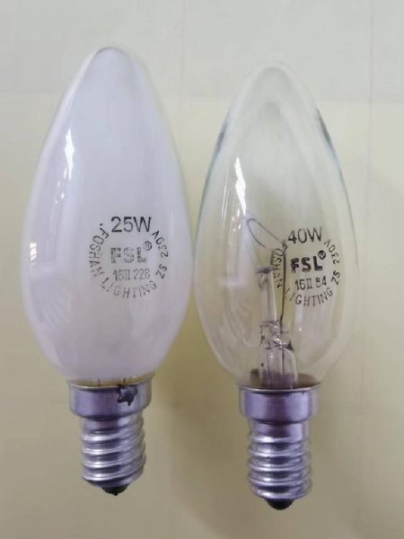 25W40W尖泡 E14螺口FSL烛型灯4W客厅水晶灯LED节能灯230V照明灯泡