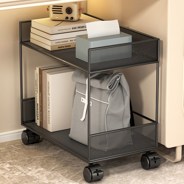 Under the table shelf, small bookshelf next to the desk, movable floor-standing office desk, student book bag storage pulley