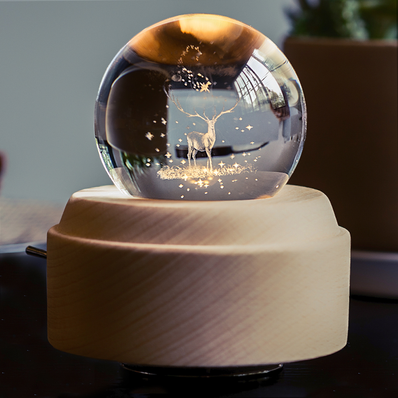 새시 크리스탈 볼 엘크 뮤직 박스 뮤직 박스 여자 친구와 남자 친구를위한 10 살 소녀 생일 소녀 선물