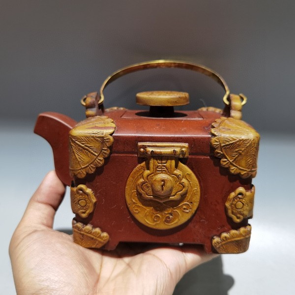 宜兴紫砂壶茶壶水壶名人佳作 功夫茶具茶几装饰 提梁百宝箱五福壶