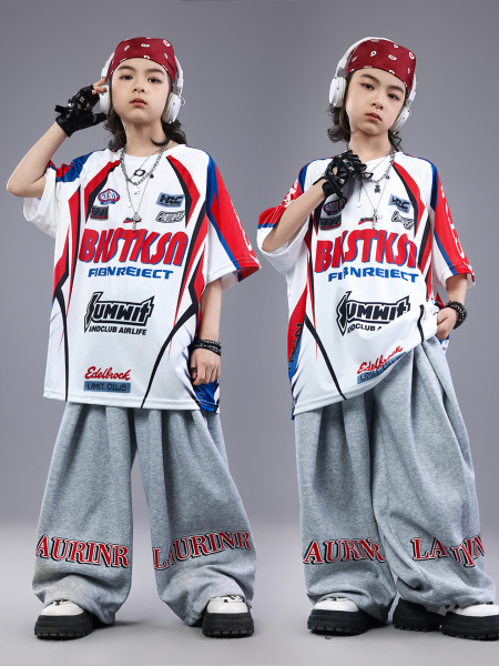 儿童街舞演出服嘻哈男童表演服hiphop架子鼓女童酷帅潮秋季舞蹈服 — 3