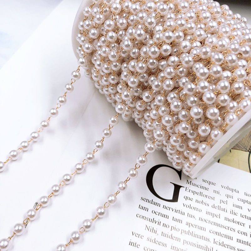 HIGH-GLOSS PEARL CHAIN COPPER CHAIN DIY HANDMADE ANTIQUE STYLE HANFU STEP HAIRPIN HAIRPIN HAIR ORNAMENT MATERIAL JEWELRY ACCESSORIES