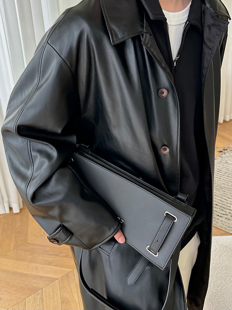 HIPHOP AMERICAN MOTORCYCLE LEATHER JACKET MENS SPRING AUTUMN AND WINTER HANDSOME WINDBREAKER MID-LENGTH HIGH STREET FASHION BRAND 2024 NEW STYLE