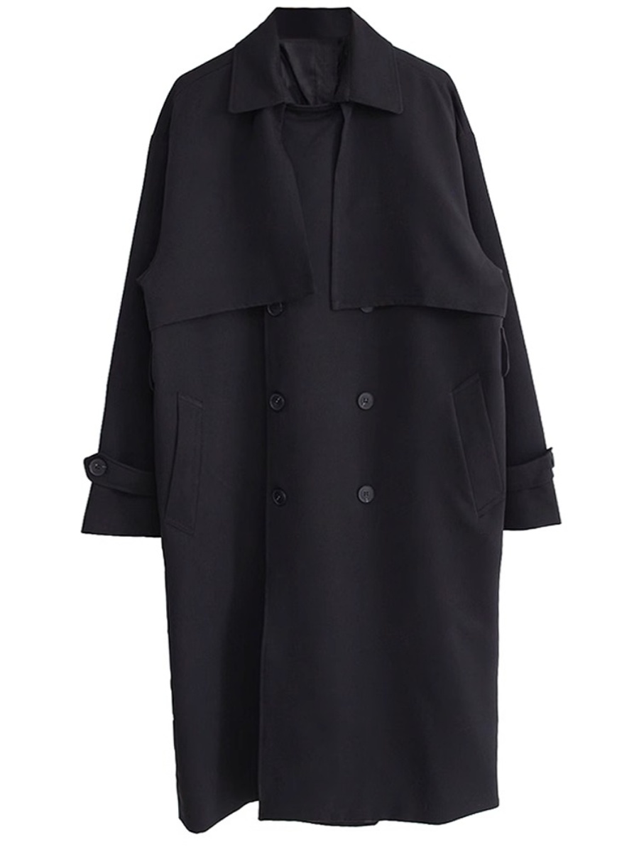 BRITISH TRENCH COAT MENS SPRING AND AUTUMN THIN KOREAN STYLE TRENDY CAPE CAPE HANDSOME HIGH-END COAT MID-LENGTH