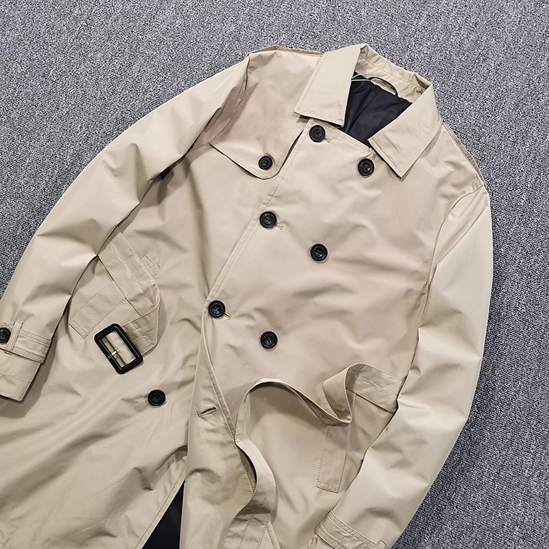 SUZHOU STYLE KHAKI DOUBLE-BREASTED TRENCH COAT MENS SPRING AND AUTUMN WINTER 2024 NEW GERMAN ARMY WINTER COAT MID-LENGTH