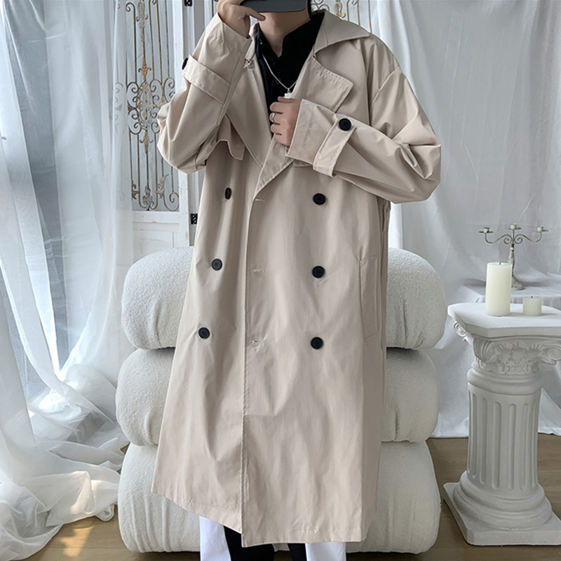 BLACK KENSINGTON TRENCH COAT MENS MID-LENGTH SPRING AND AUTUMN COAT CLOAK HIGH-END MENS BALMACAN CIVILIAN COAT