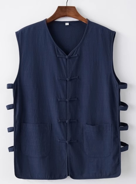 CHINESE STYLE RETRO LINEN VEST MENS SUMMER THIN BREATHABLE TANG DRESS VEST SLEEVELESS T-SHIRT COTTON LINEN KAN SHOULDER GOWN