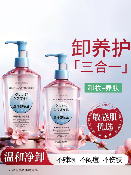 洁净卸妆油女温和深层清洁细致毛孔温和脸眼唇三合一卸妆乳液水