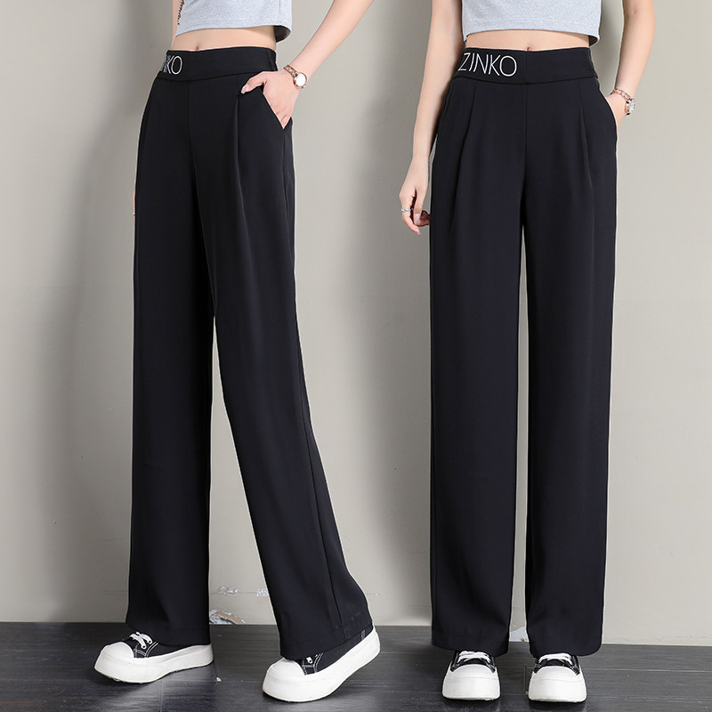 ICE SILK WIDE-LEG PANTS WOMENS SUMMER 2024 NEW SUNSCREEN HIGH-WAISTED THIN DRAPE SLACKS LOOSE MOP STRAIGHT PANTS