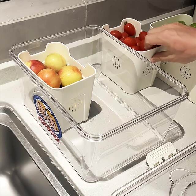 Harada Yuki's fresh-keeping box for food grade refrigerator special drain seal box large capacity food storage box with lid