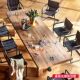 American retro solid wood conference table rectangular log office open chair table industrial style negotiation reception workbench